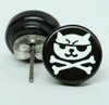Cat bone black-white circular reference stud