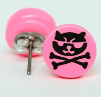 Cat bone pink circular reference stud