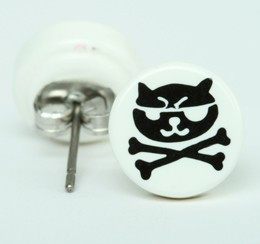 Cat bone white-black circular reference stud
