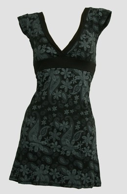Front - Punk flower black-grey fashion dress