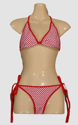 Check red-white bikini lady