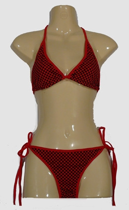 Check black-red bikini lady