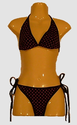 Dot black-pink bikini lady
