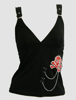 Front - PUS red skull chain top punk top