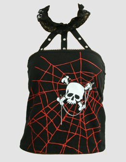 Front - PUN skull S white top punk top