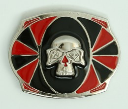 Skull dice red-black big buckle