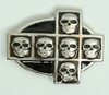 Skull cross oval big buckle