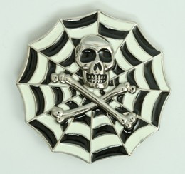 Skull spiderweb white big buckle