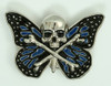 Butterfly skull blue big buckle