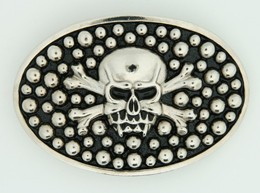 Oval skull bone dot big buckle
