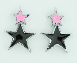 Stars black-pink cute stud