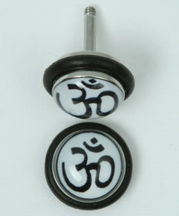 Ohm white-black half globe fake piercing