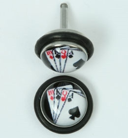 Poker card half globe fake piercing
