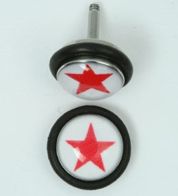 Star white-red half globe fake piercing