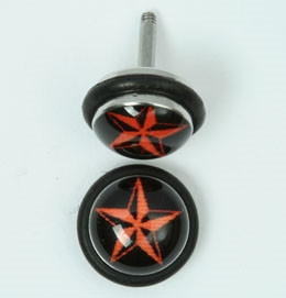 3D star black-orange half globe fake piercing