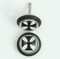 Hero cross white-black half globe fake piercing