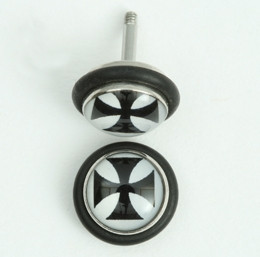Hero cross white-black half globe fake piercing