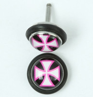 Hero cross black-white-pink half globe fake piercing
