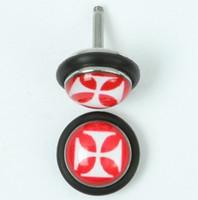 Hero cross red-white half globe fake piercing