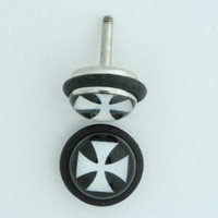 Hero cross black-white half globe fake piercing