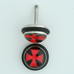 Hero cross black-red half globe fake piercing