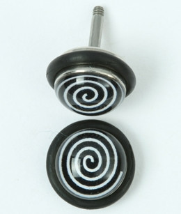 Circles black-white half globe fake piercing