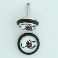 Scorpion white half globe fake piercing