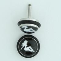 Girl black-white half globe fake piercing