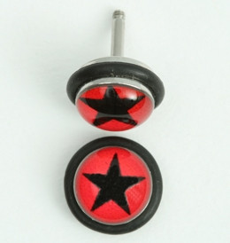 Dtar red-black half globe fake piercing