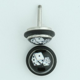 Dice black-white half globe fake piercing