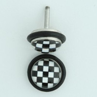 Check black-white half globe fake piercing
