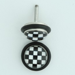 Check black-white half globe fake piercing