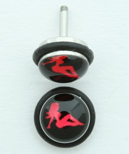 Girl black-red half globe fake piercing