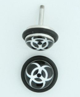 Bio black-white half globe fake piercing