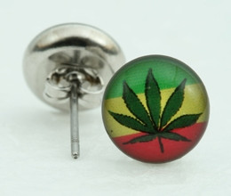 Marijuana rasta circular reference stud