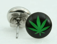 Marijuana black-green circular reference stud