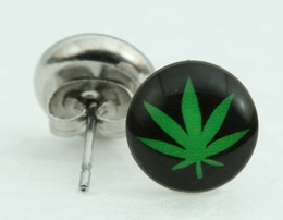 Marijuana black-green circular reference stud