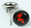 Girl black-red circular reference stud