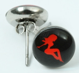 Girl black-red circular reference stud