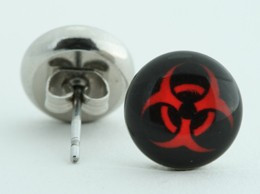 Bio black-red circular reference stud
