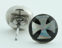 Hero cross black-silver circular reference stud