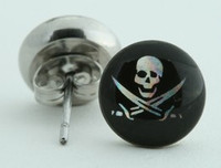 Skull sword black-silver circular reference stud