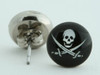 Skull swords black-white circular reference stud