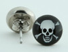 Skull bone happy black-white circular reference stud