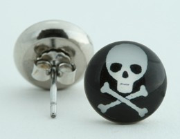 Skull bone lamp black-white circular reference stud