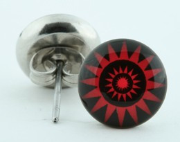 Sun black-red circular reference stud
