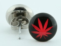 Marijuana black-red circular reference stud