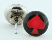 Ace of spades black-red circular reference stud