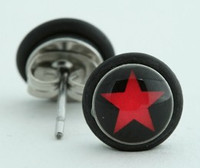 Star black-red circular reference stud