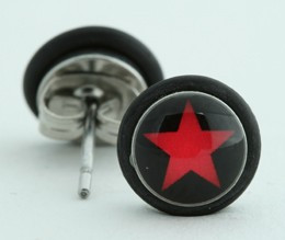 Star black-red circular reference stud
